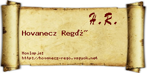 Hovanecz Regő névjegykártya